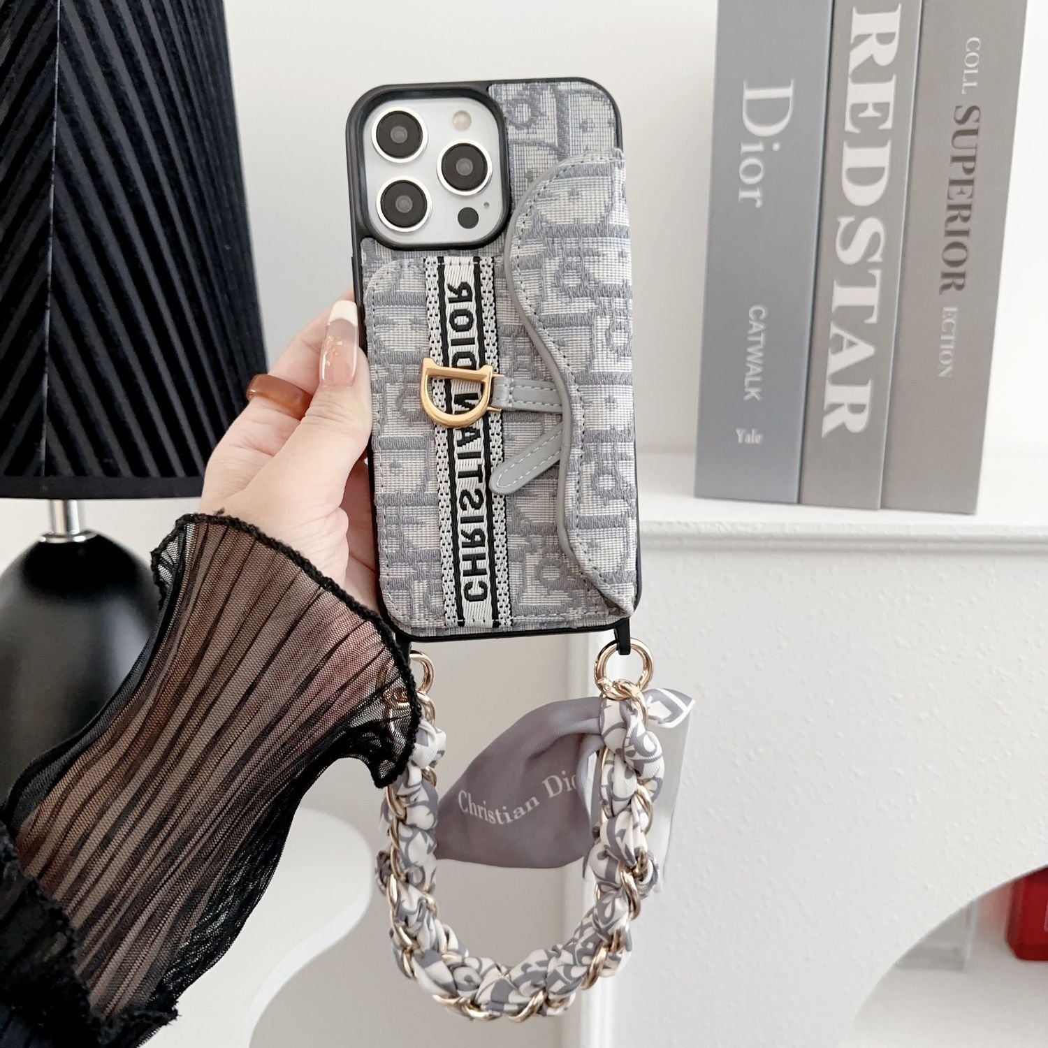 Retro Canvas Embossed Saddle Crossbody Card Case