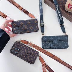 New Leather Embossed Card Lanyard Case