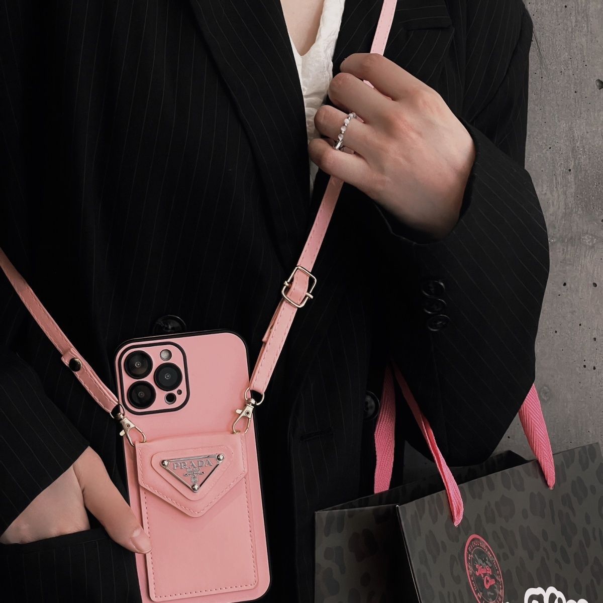 Triangle Logo Card Holder Crossbody Case