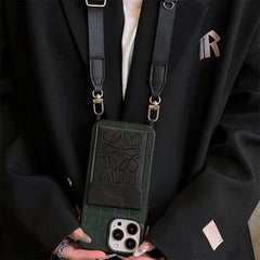 Leather Card Holder With Strap Case