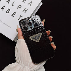 2 Colors Electroplating Crocodile Pattern Triangle Logo Case
