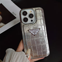 Electroplating Crocodile Pattern Silver Triangle Logo Case