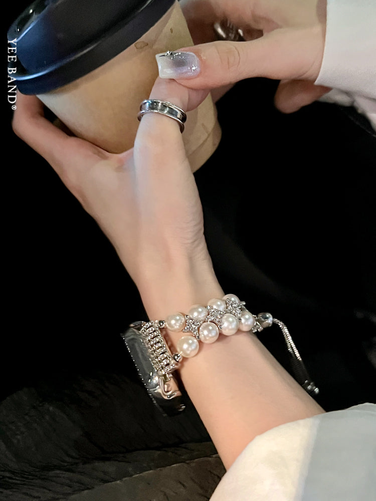 Rhinestones Pearl Bracelet With Rhinestones Case For Apple Watch