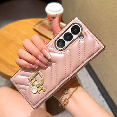 Electroplated Leather Pearl Logo Fold Case