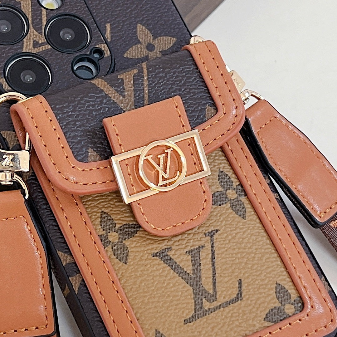 All-inclusive Leather Card Holder with Lanyard Case