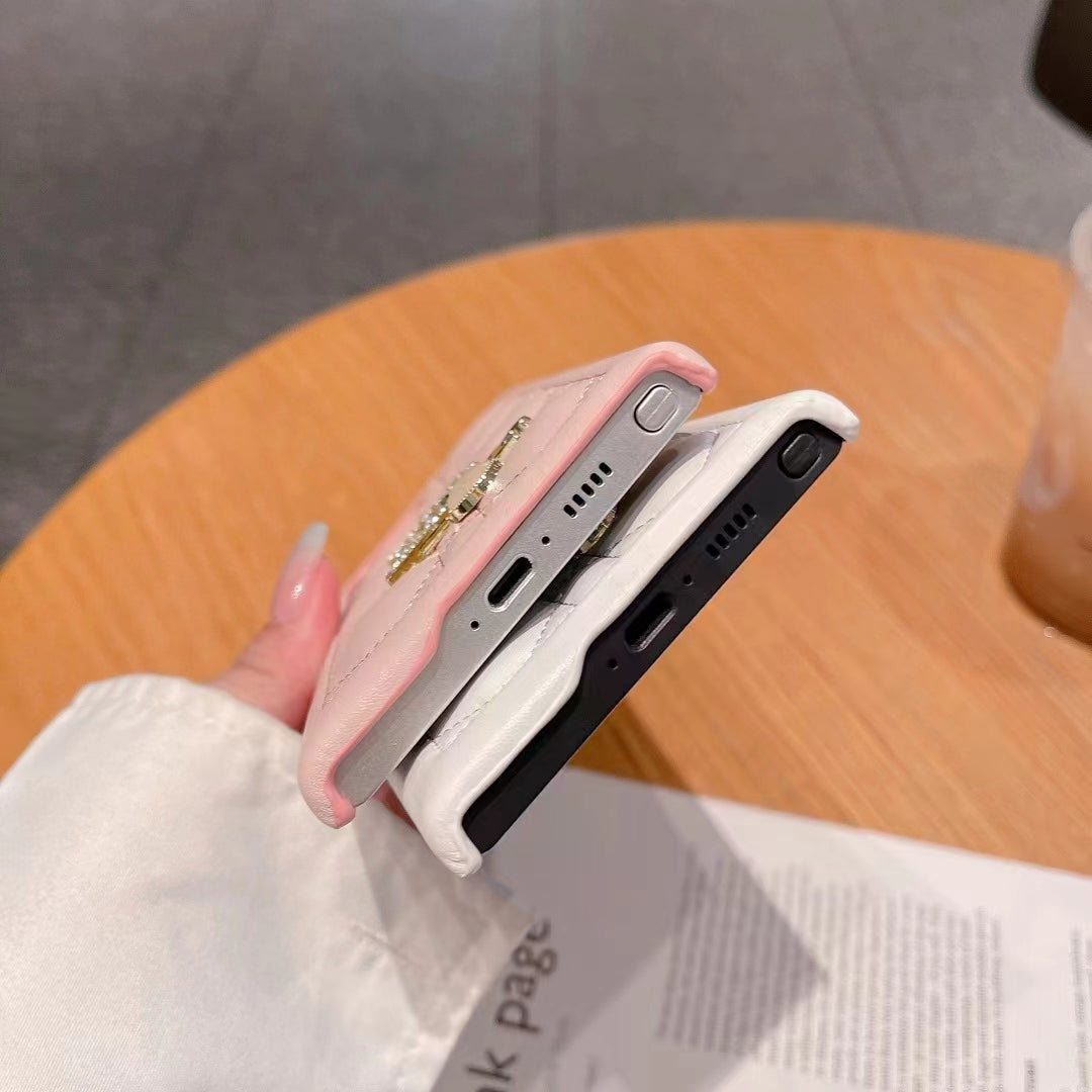 Leather Pearl Letter Logo Samsung Case