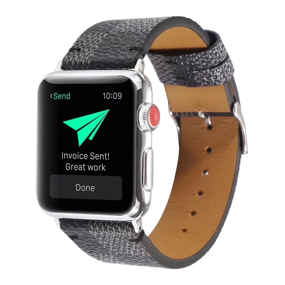Retro Printed Leather Apple Watch Band