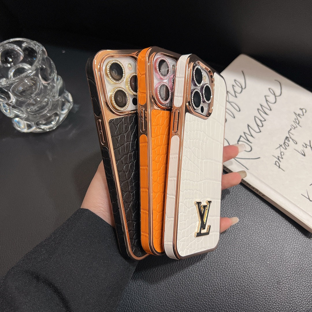 Electroplating Luxury Crocodile Pattern Leather Case