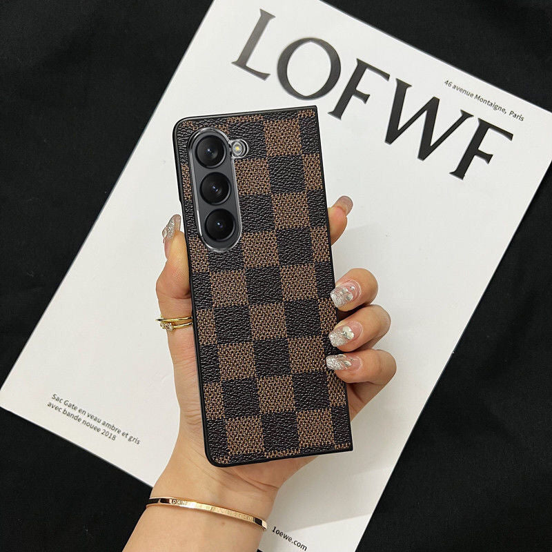Checkerboard Leather Fold Case