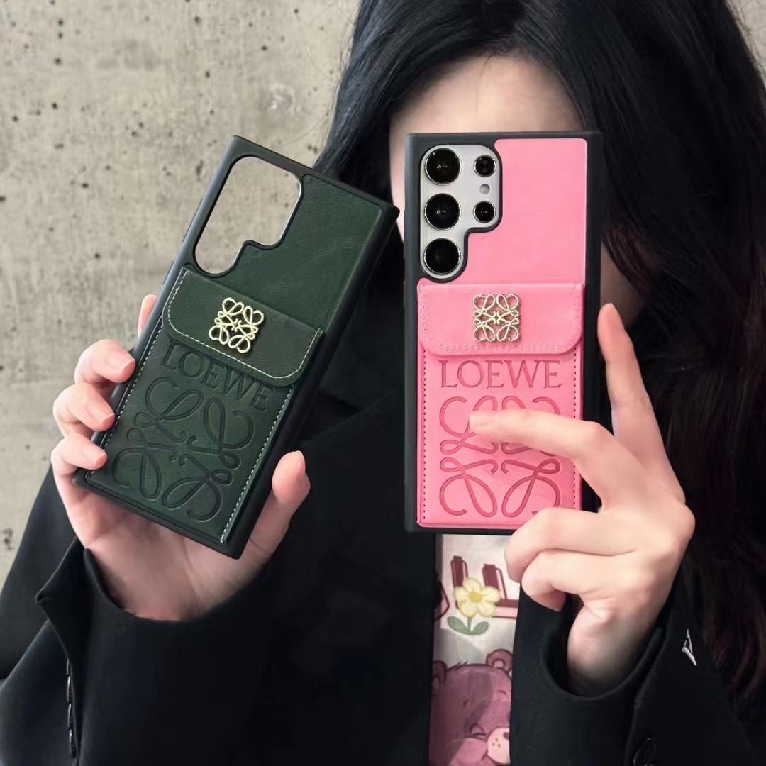 Metal Embroidered Leather Card Samsung Case