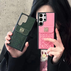 Metal Embroidered Leather Card Samsung Case