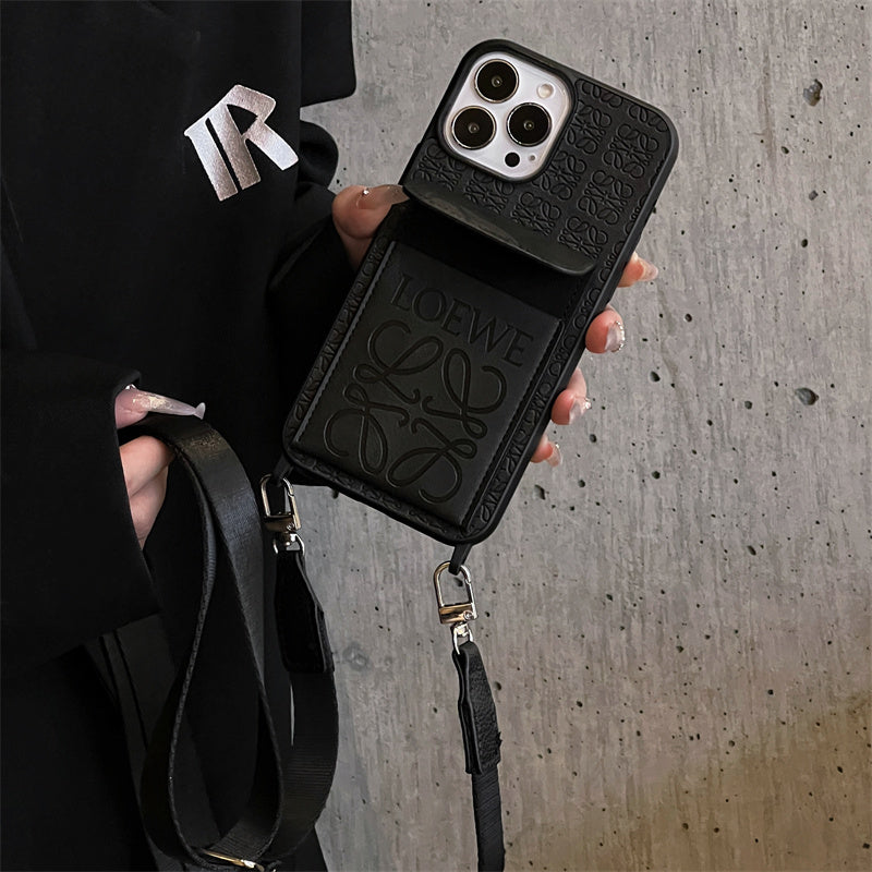 Leather Card Holder With Strap Case