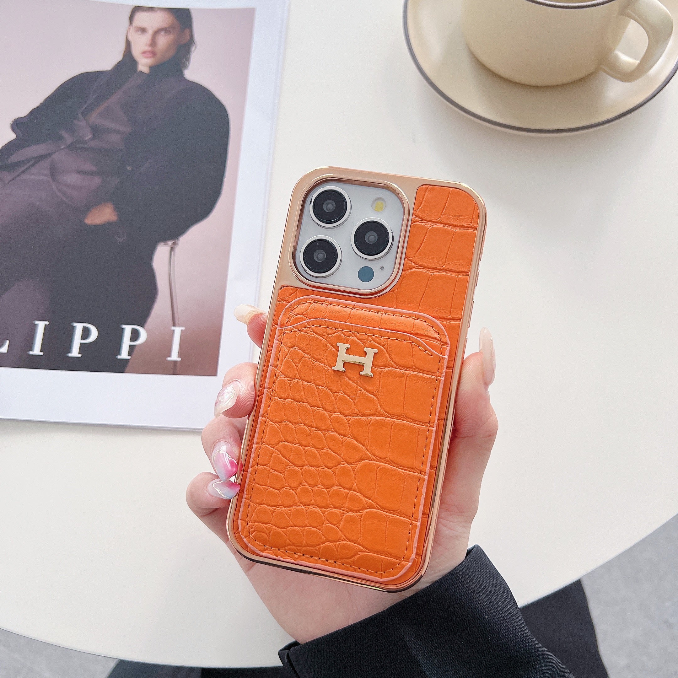 Electroplating Leather Card Holder Case