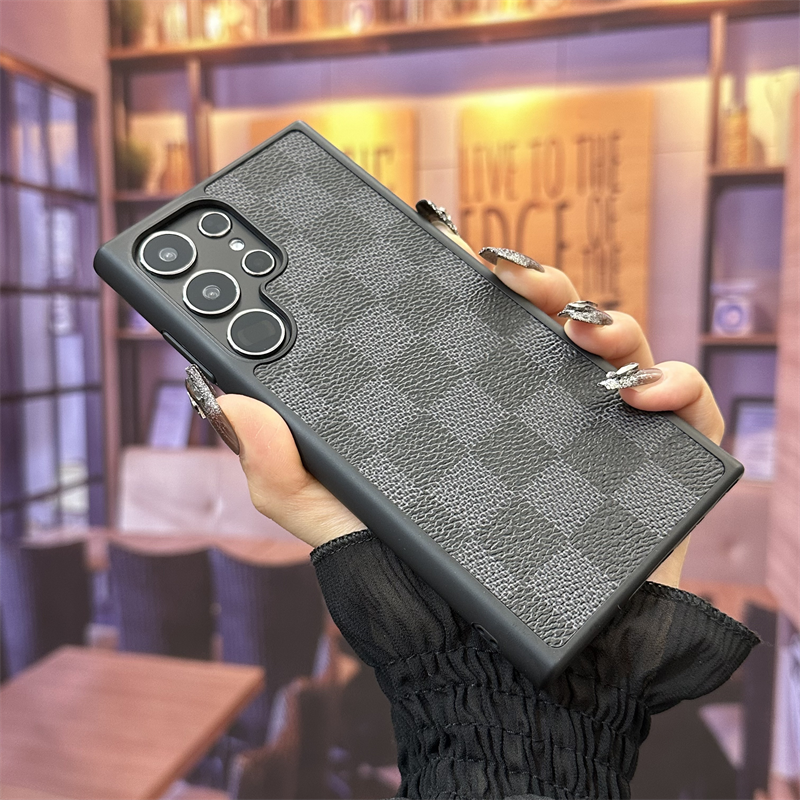 Leather Retro Checkerboard Samsung Case