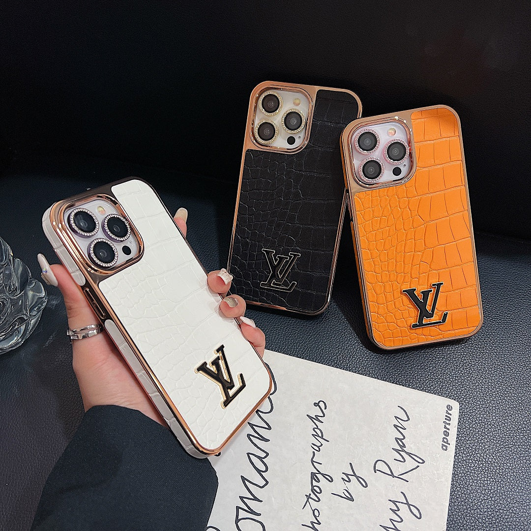 Electroplating Luxury Crocodile Pattern Leather Case