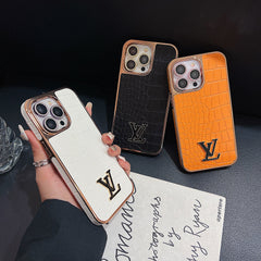 Electroplating Luxury Crocodile Pattern Leather Case