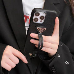 Leather Triangle Logo Hand Strap Case