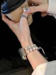Rhinestones Pearl Bracelet With Rhinestones Case For Apple Watch