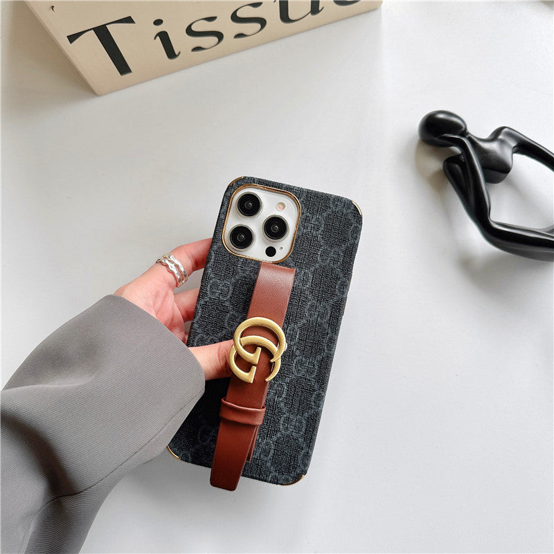 Fashion Embossed Metal Logo Wristband Case