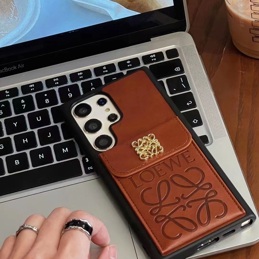 Metal Embroidered Leather Card Holder Samsung Galaxy Case