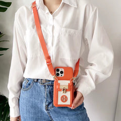 Lock Leather Canvas Crossbody Case