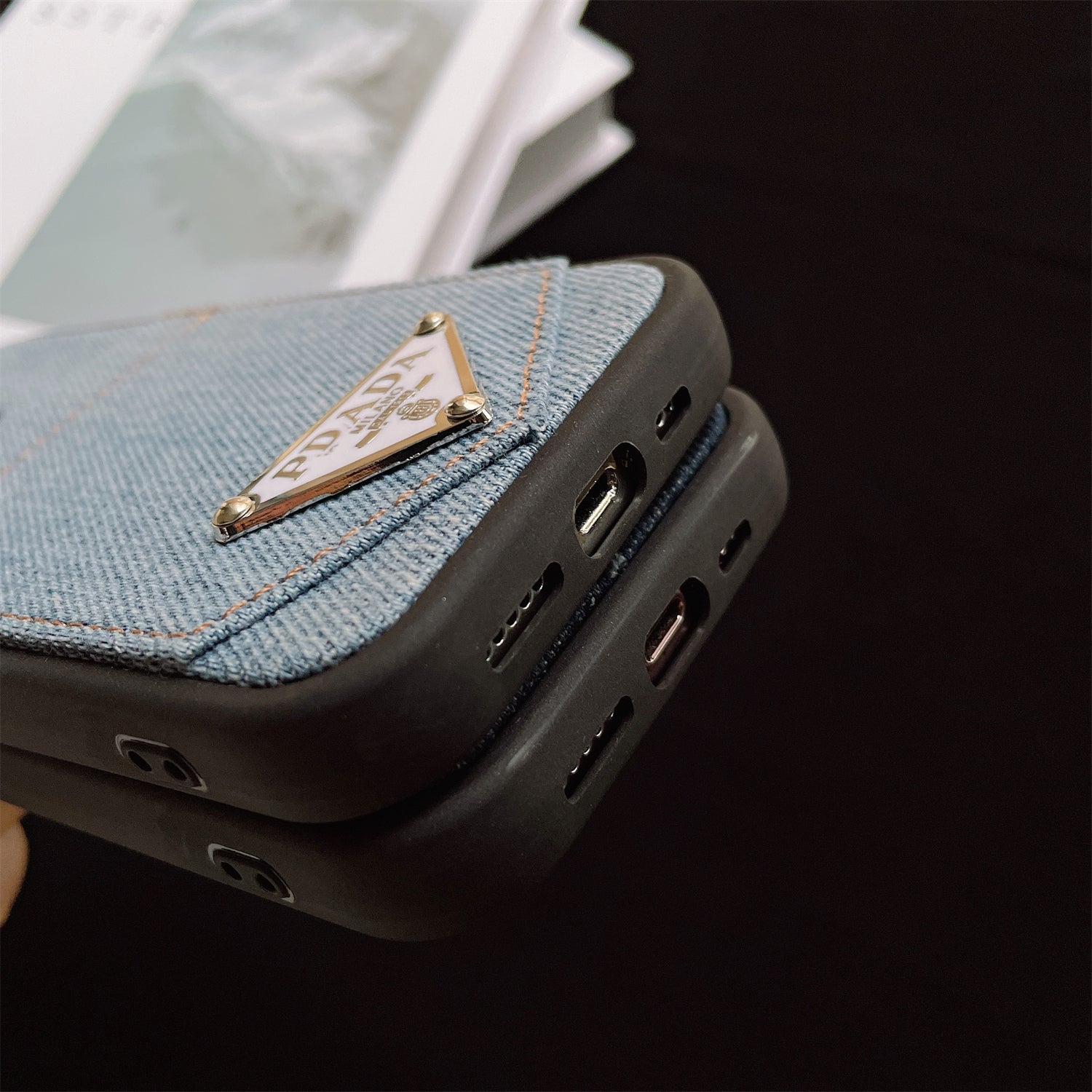 Denim Triangle Logo Card Case