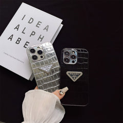 2 Colors Electroplating Crocodile Pattern Triangle Logo Case