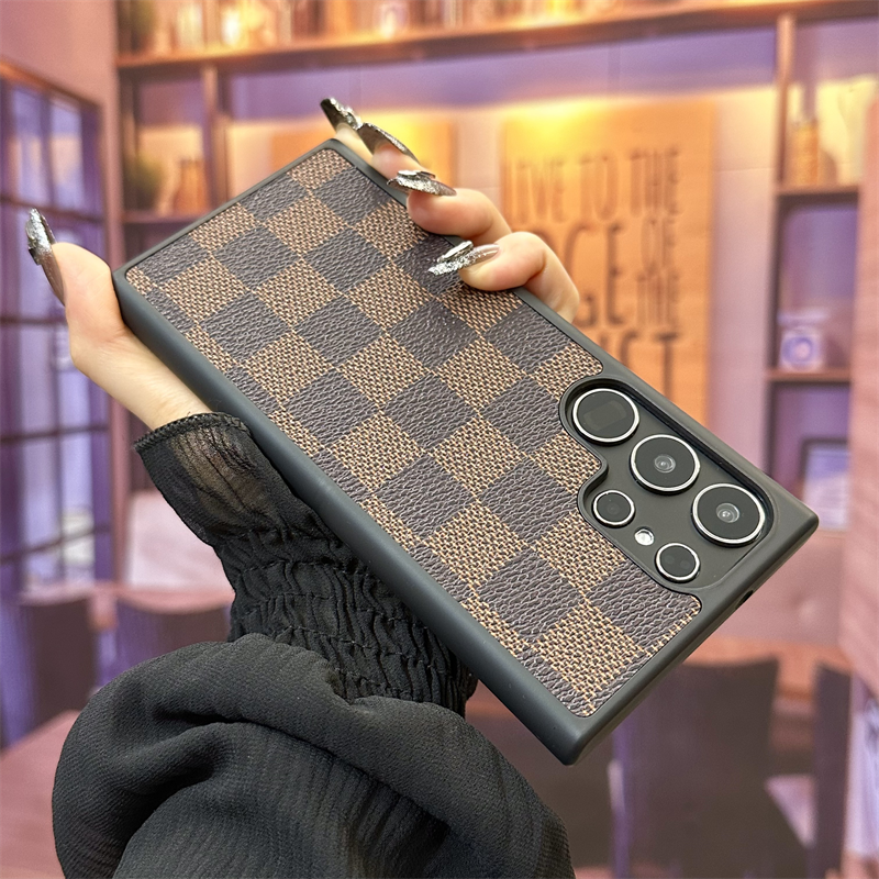 Leather Retro Checkerboard Samsung Case