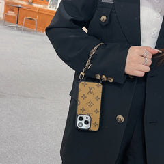 Metal Floral Chain Leather Case