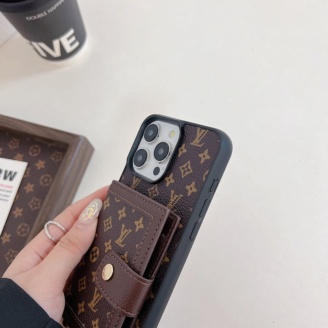 Leather Embossed Wallet Lanyard Case