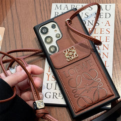 Trendy Embossed Card Holder Crossbody Samsung Case