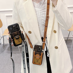 All-inclusive Leather Card Holder with Lanyard Case