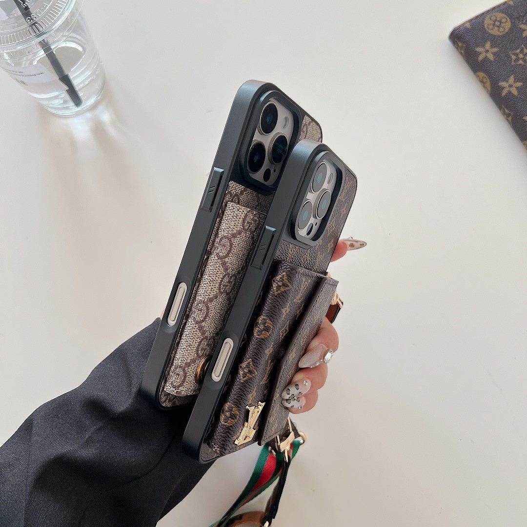 Fashion Luxury Leather Wallet Lanyard Case