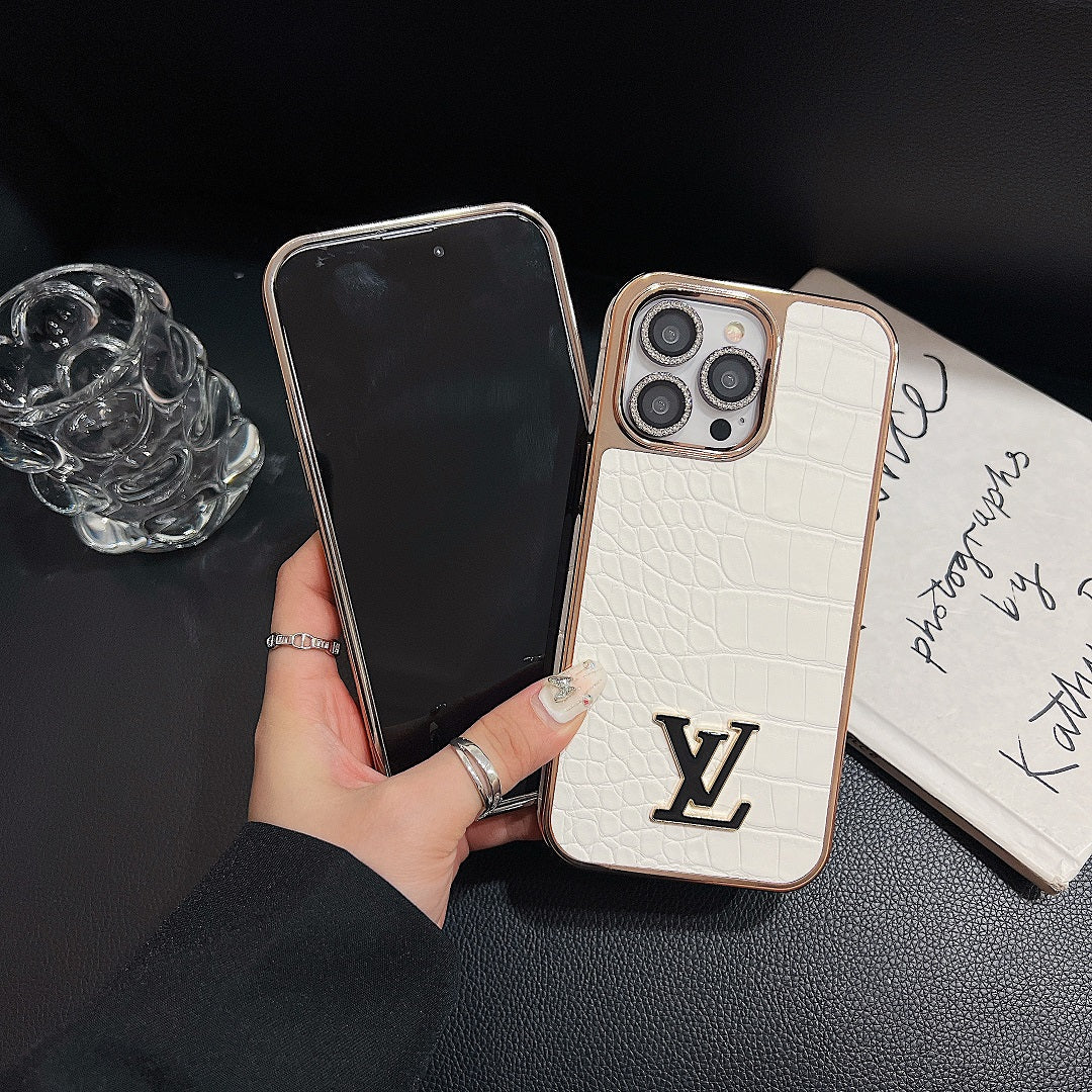 Electroplating Luxury Crocodile Pattern Leather Case