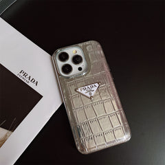 Electroplating Crocodile Pattern Silver Triangle Logo Case