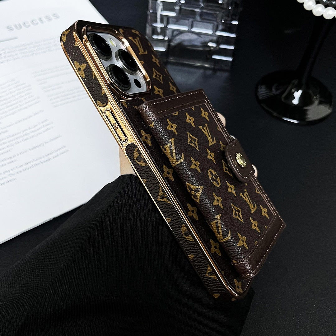 Electroplating All-inclusive Leather Wallet Case