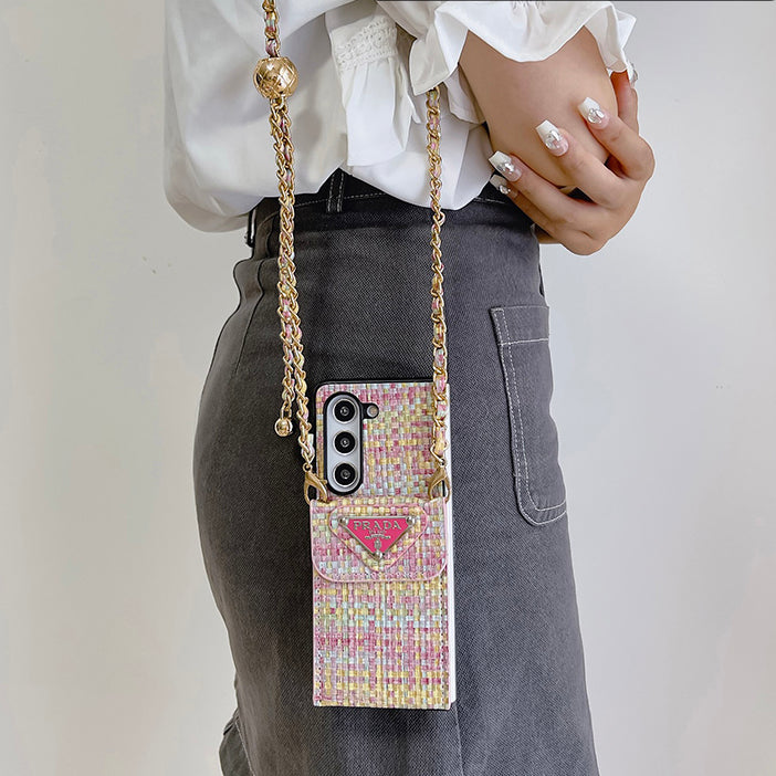 Triangle Logo Card Holder Fold Crossbody Case