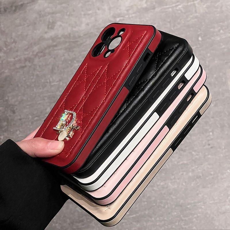 Fashion Luxury Pearl Logo Leather Case