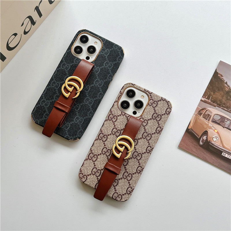 Fashion Embossed Metal Logo Wristband Case