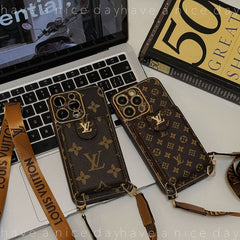 Leather Embossed Card Holder Lanyard Case