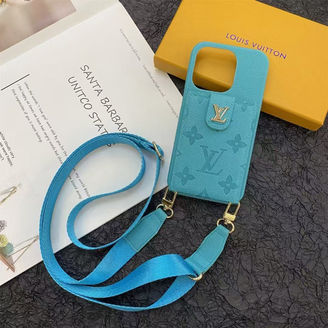 Multicolor Leather Card Holder Crossbody Case
