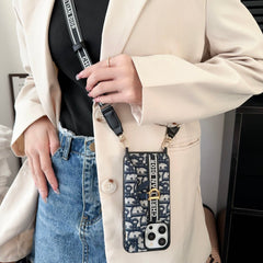Retro Canvas Embossed Saddle Crossbody Card Case