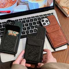 Leather Card Holder With Strap Case