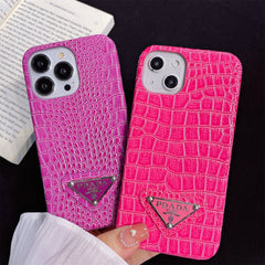 Crocodile Pattern Glossy Triangle Logo Case