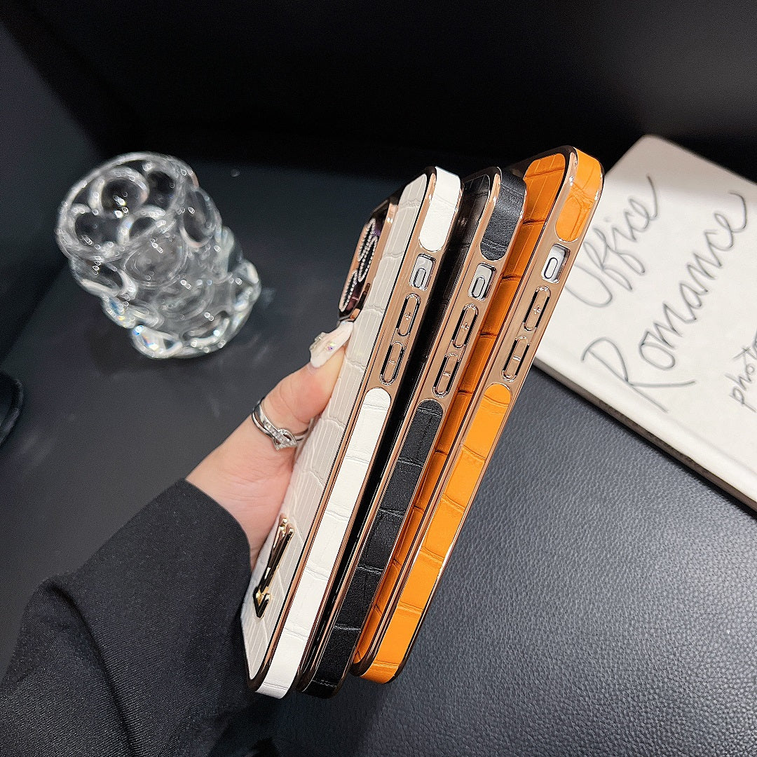 Electroplating Luxury Crocodile Pattern Leather Case