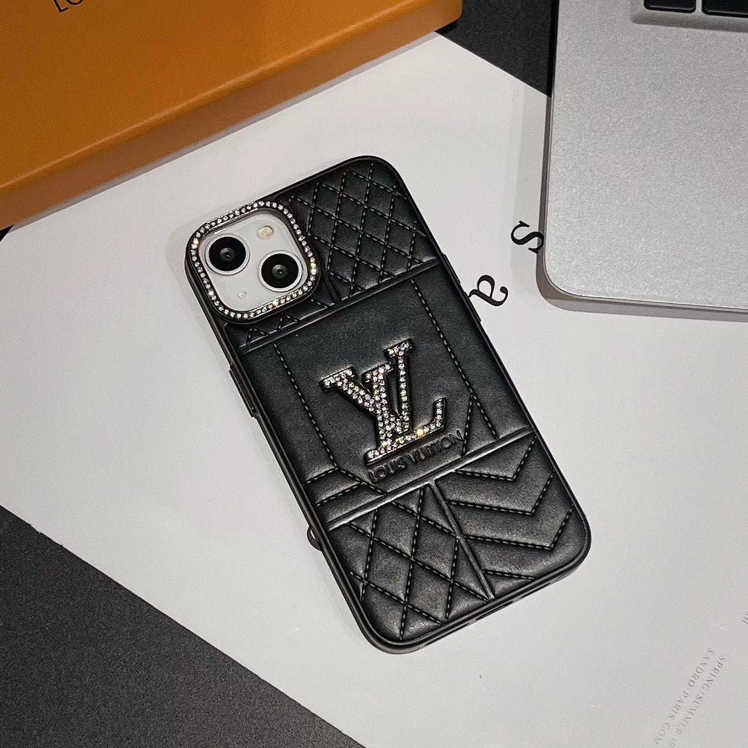 3D Diamond Quilted Leather Case