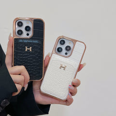 Electroplating Leather Card Holder Case