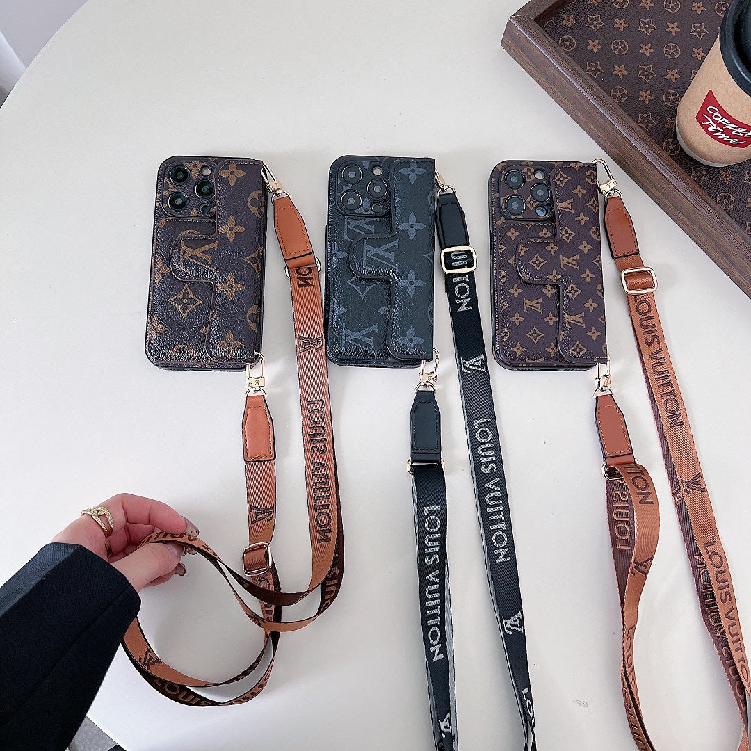 New Leather Embossed Card Lanyard Case
