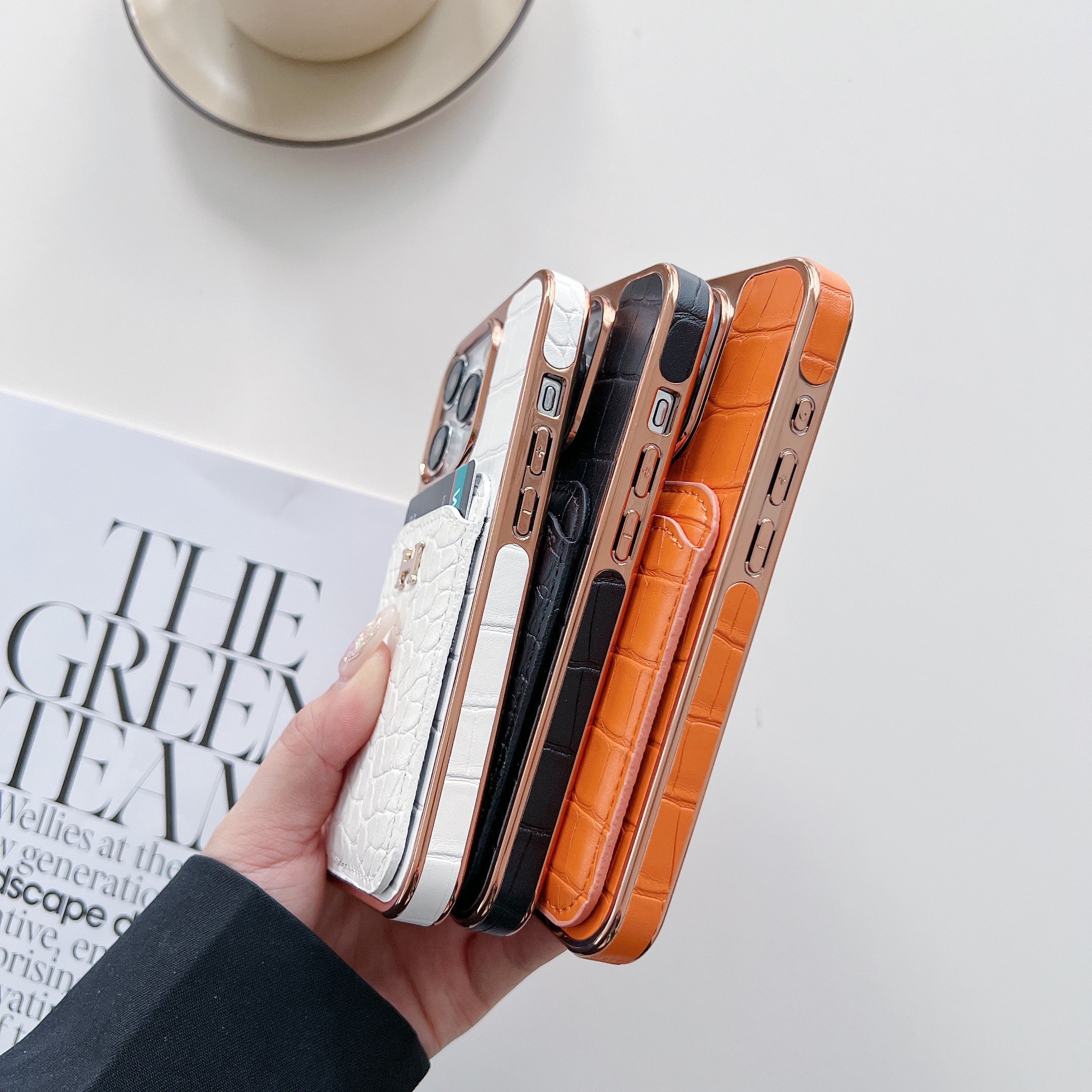 Electroplating Leather Card Holder Case
