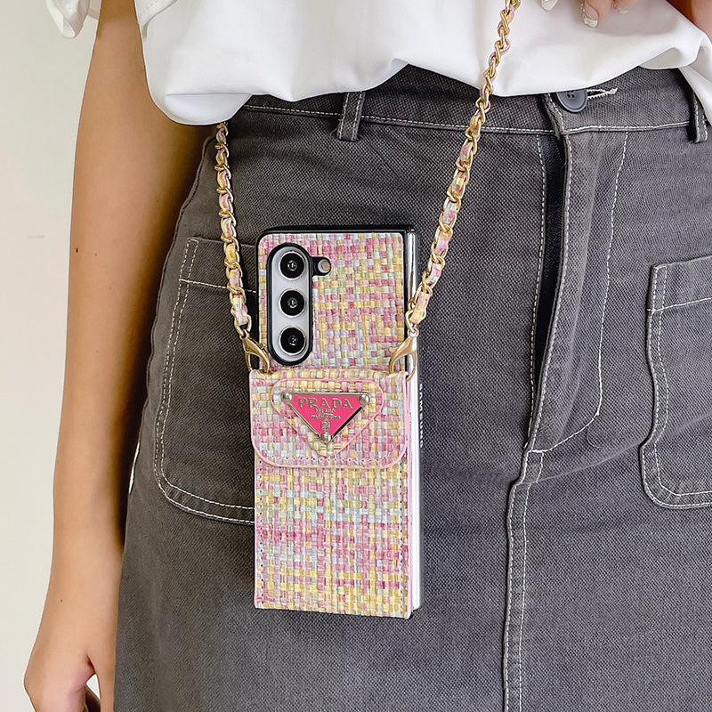 Triangle Logo Card Holder Fold Crossbody Case